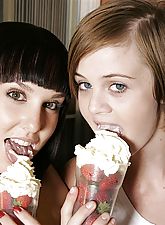 Daphne and Peppe playing with whipped cream